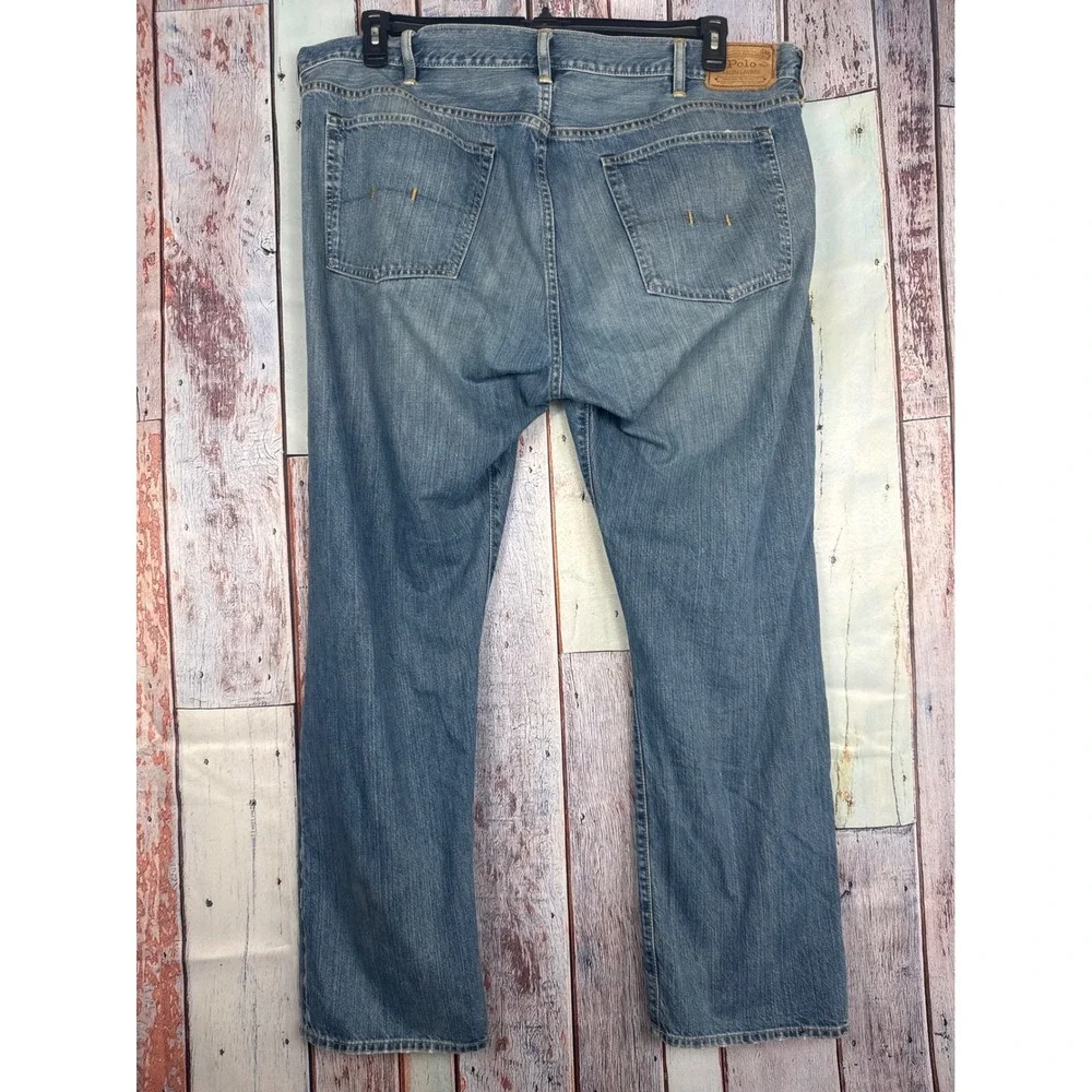 Polo Ralph Lauren Thompson Relaxed Mens Jeans 42x32 Med Wash Straight Blue Denim